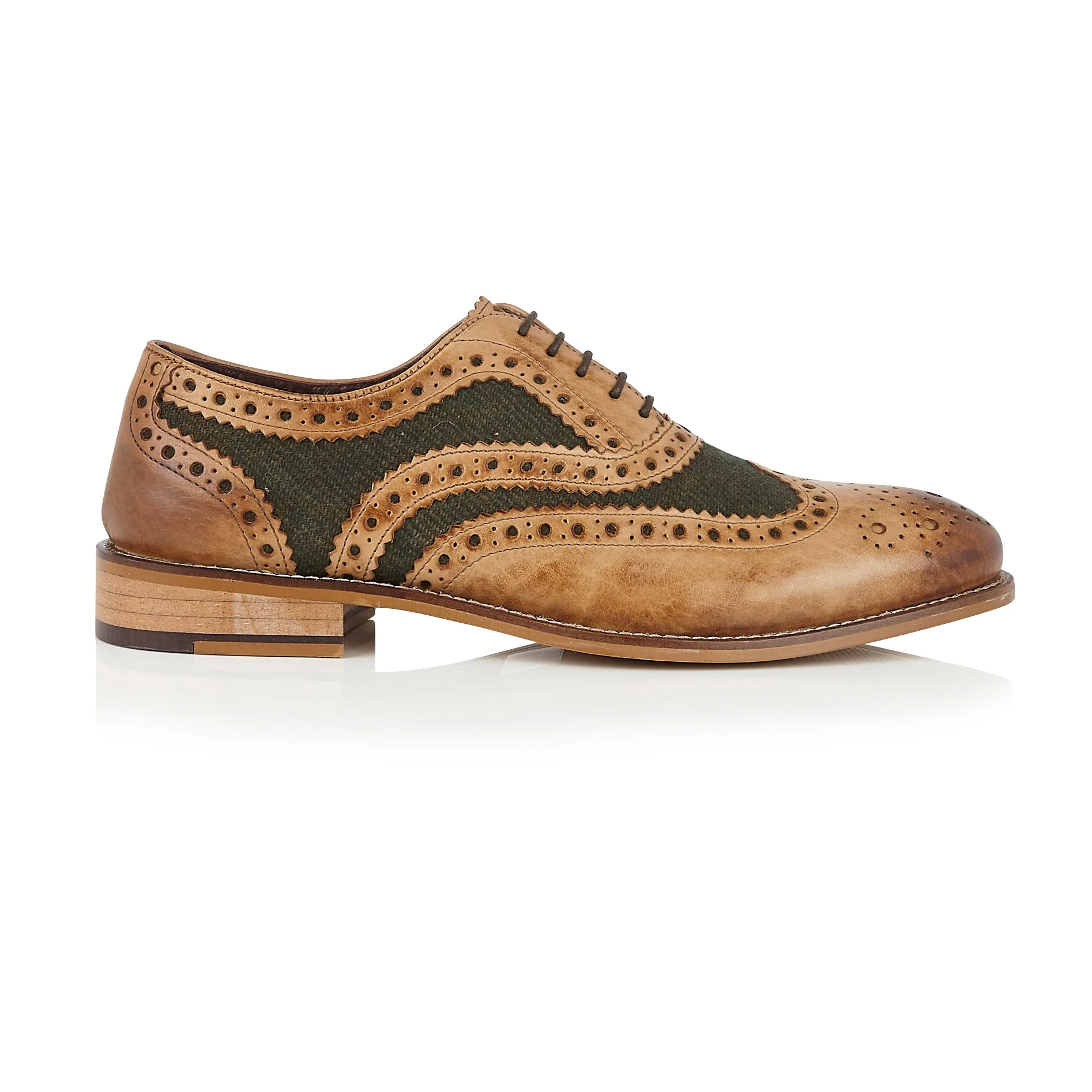 London Brogues Gatsby Shoe Green Tweed - Image 3
