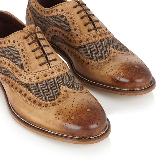 London Brogues Gatsby Shoe Tan/Tweed - Image 3