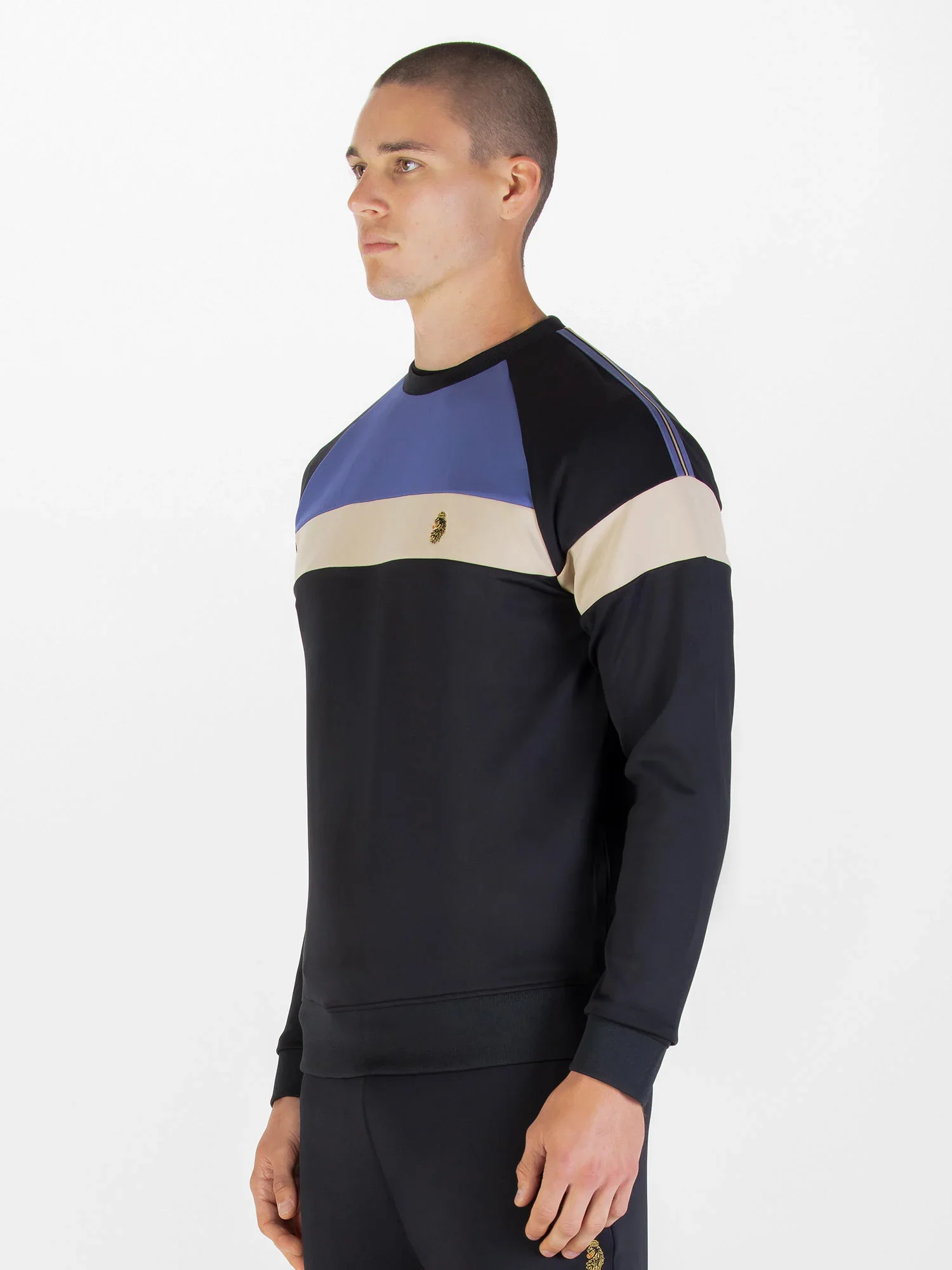 Luke 1977 Adam 3 Panelled Crewneck Sweatshirt - Black Future Dusk - Image 3