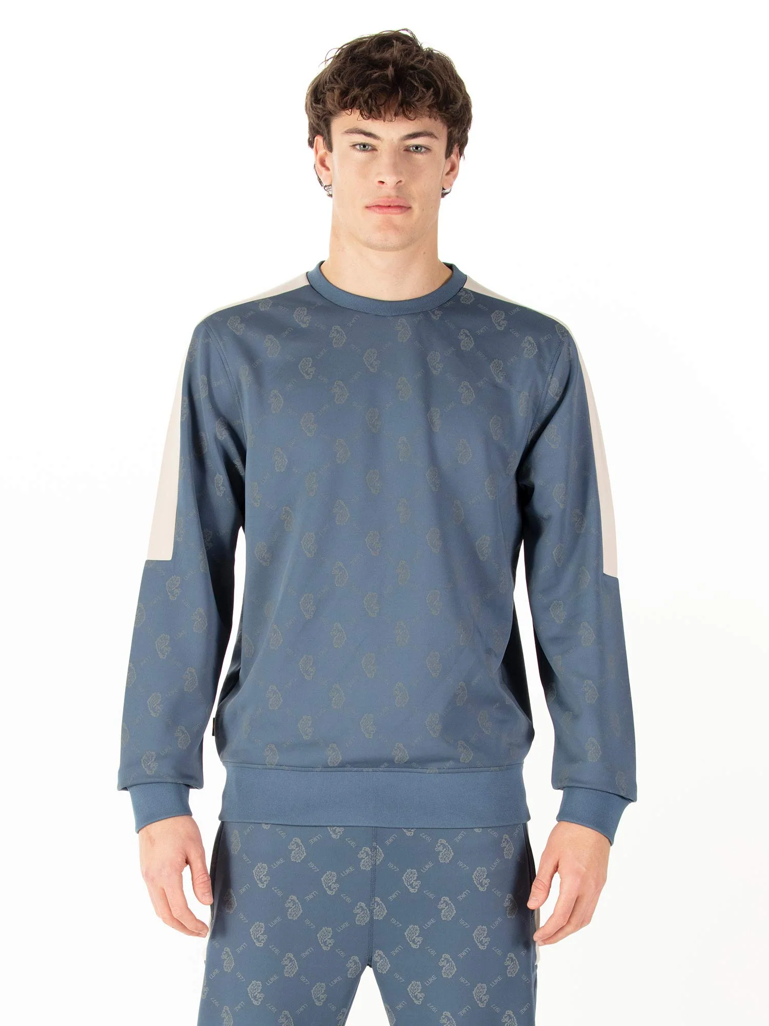 Luke 1977 M620373 Gazzas Tears Sweatshirt Denim Blue - Image 2