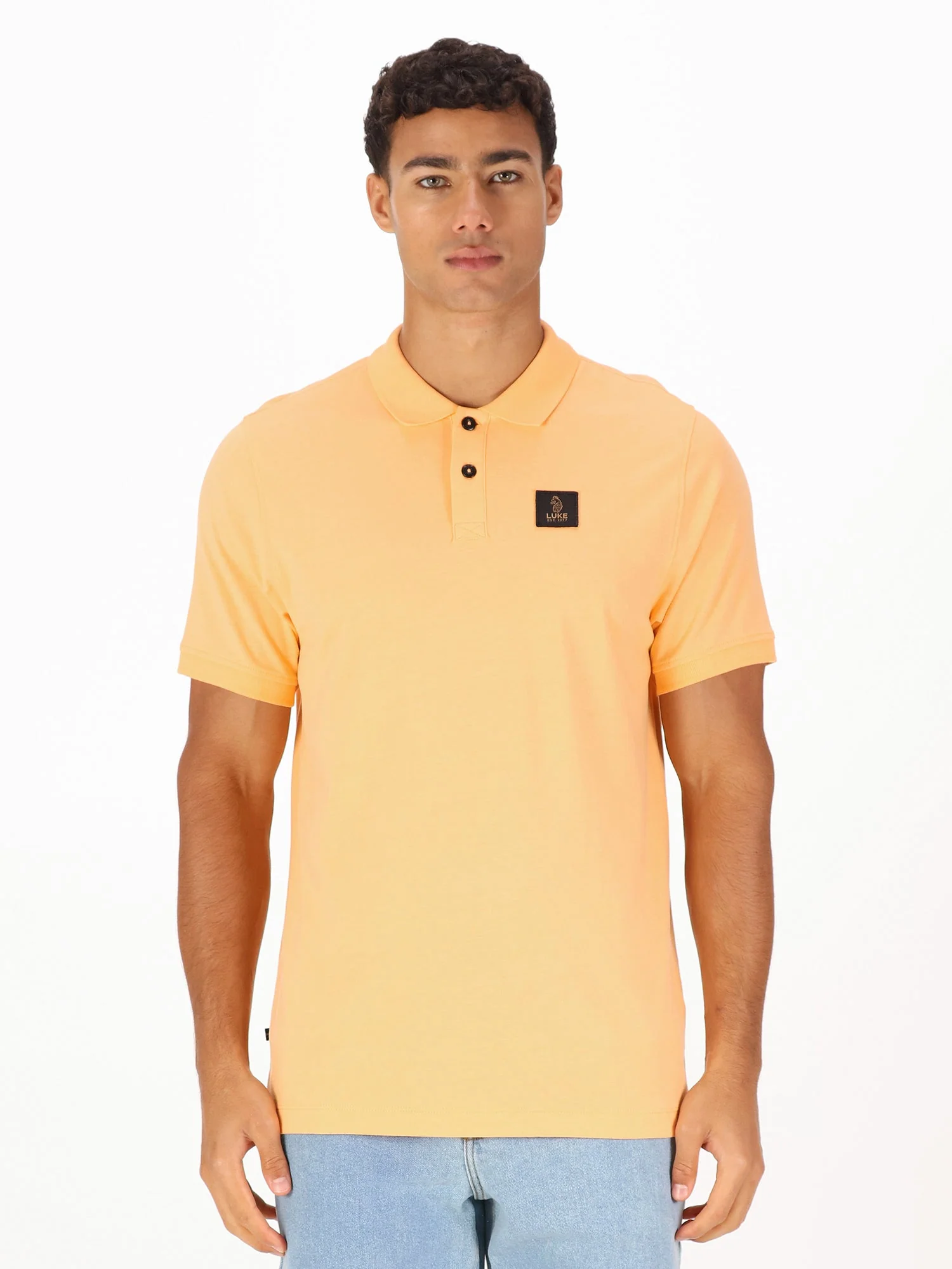 Luke 1977 M731450 Laos Patch Polo Shirt Nectarine - Image 2