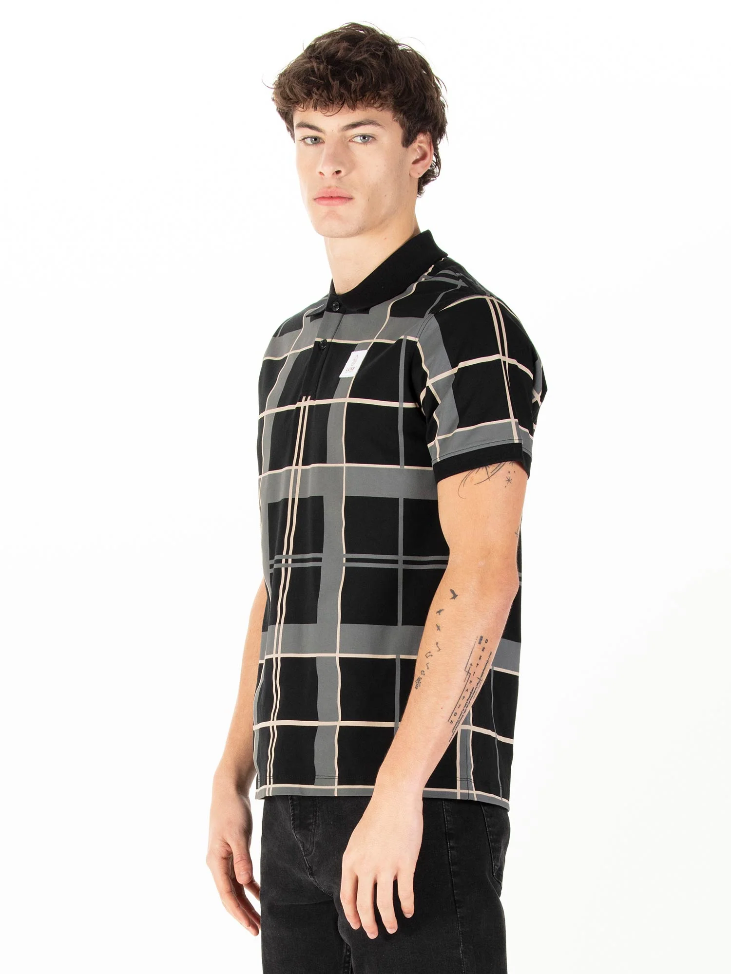 Luke 1977 M741452 Hadrians Polo T-shirt Black & Ecru - Image 2
