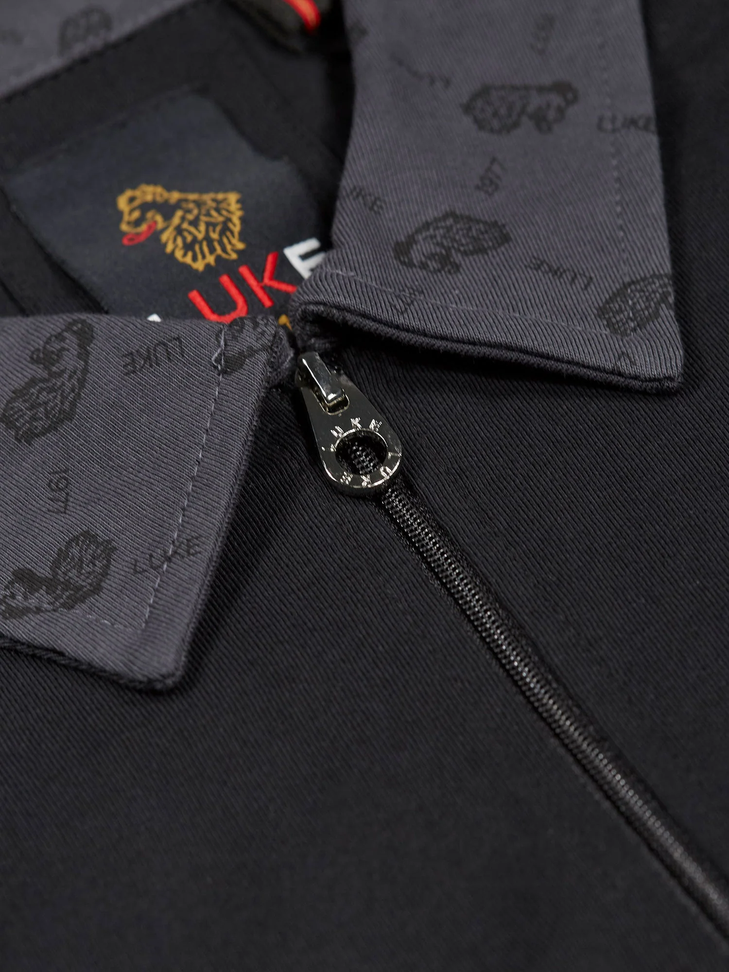 Luke 1977 M751450 Henderson Zip Polo Shirt Black Charcoal - Image 3