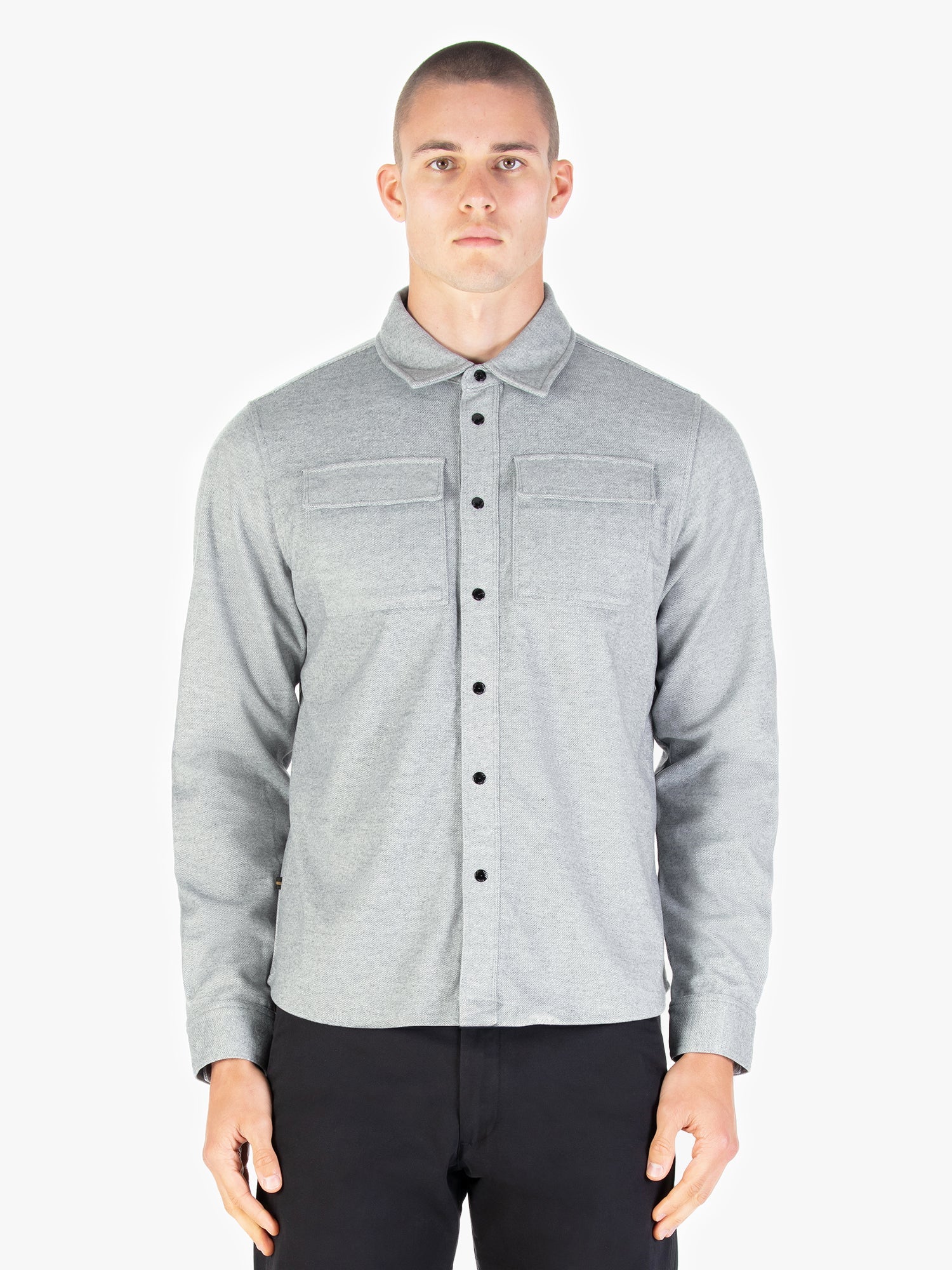 Luke 1977 Ettrick Overshirt Mid Marl Grey - Image 2