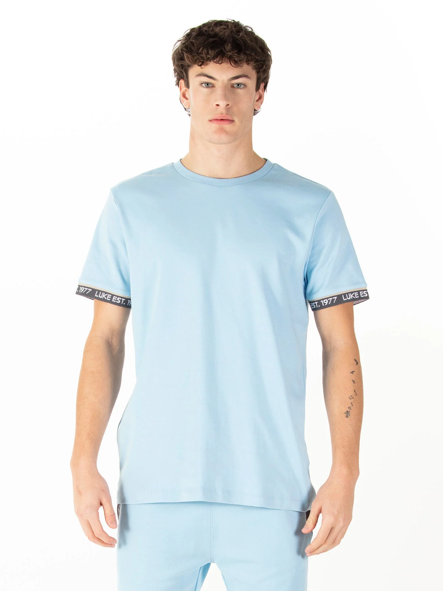 Luke 1977 M800153 Nelson Text Cuff Shirt Sky Blue - Image 2