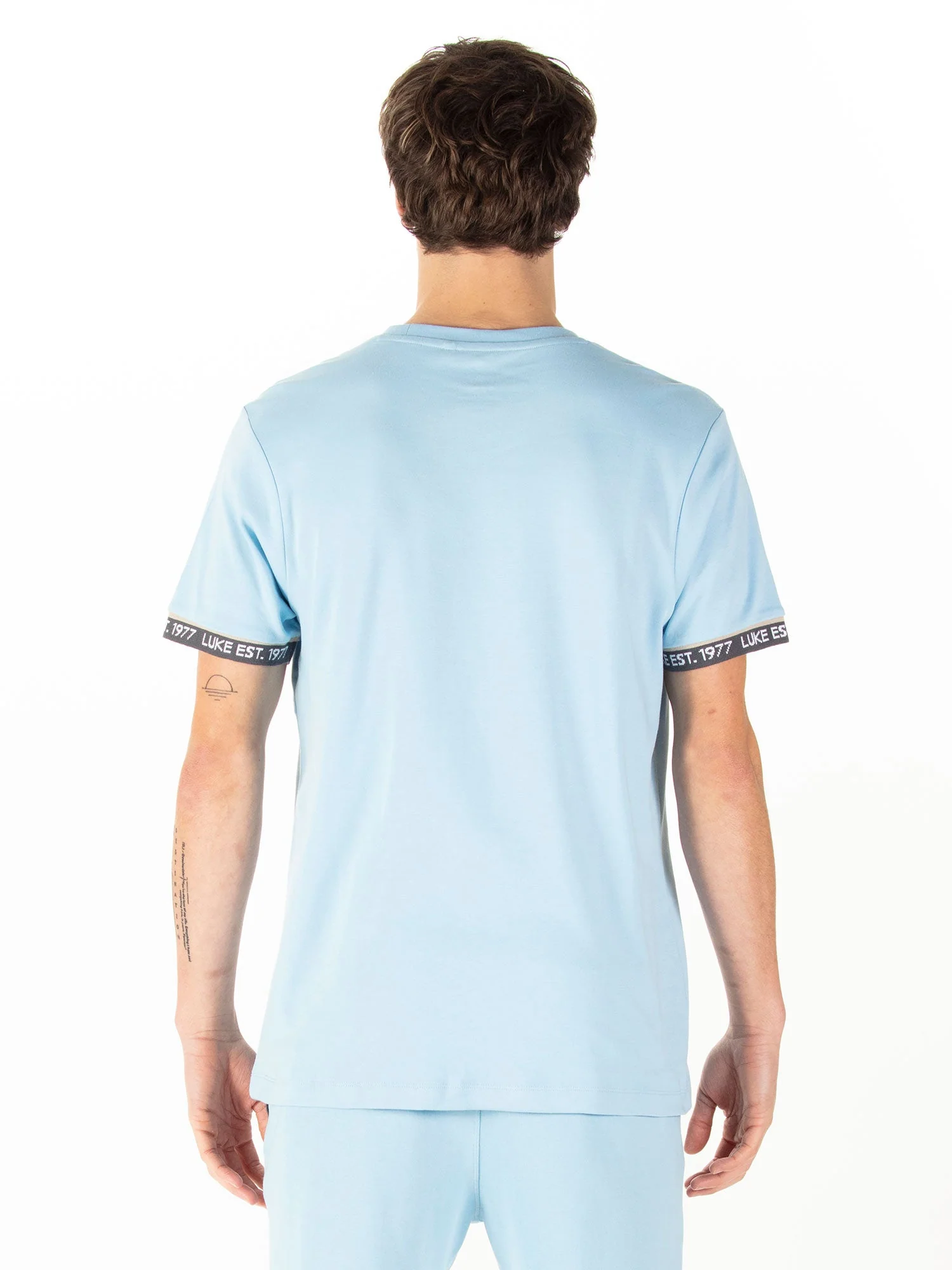Luke 1977 M800153 Nelson Text Cuff Shirt Sky Blue - Image 3