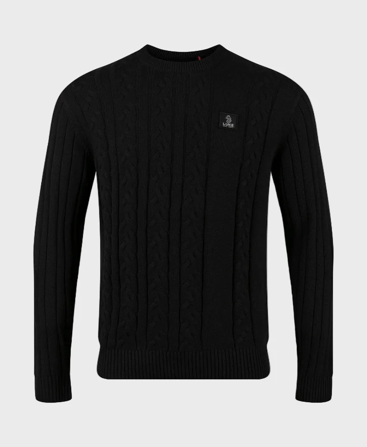 Luke 1977 M810650 Mitchem Cable Knit Jumper Black