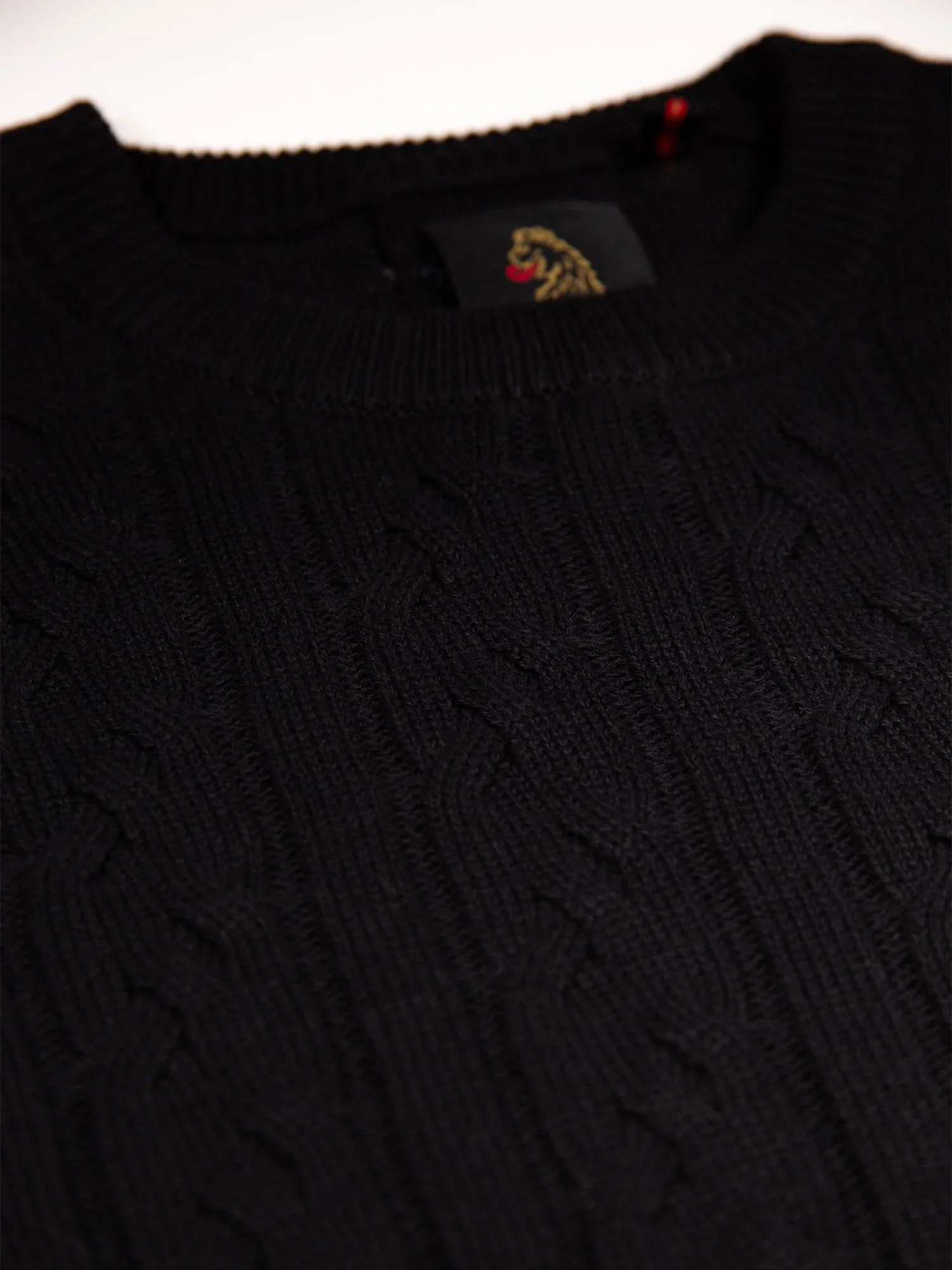 Luke 1977 M810650 Mitchem Cable Knit Jumper Black - Image 7