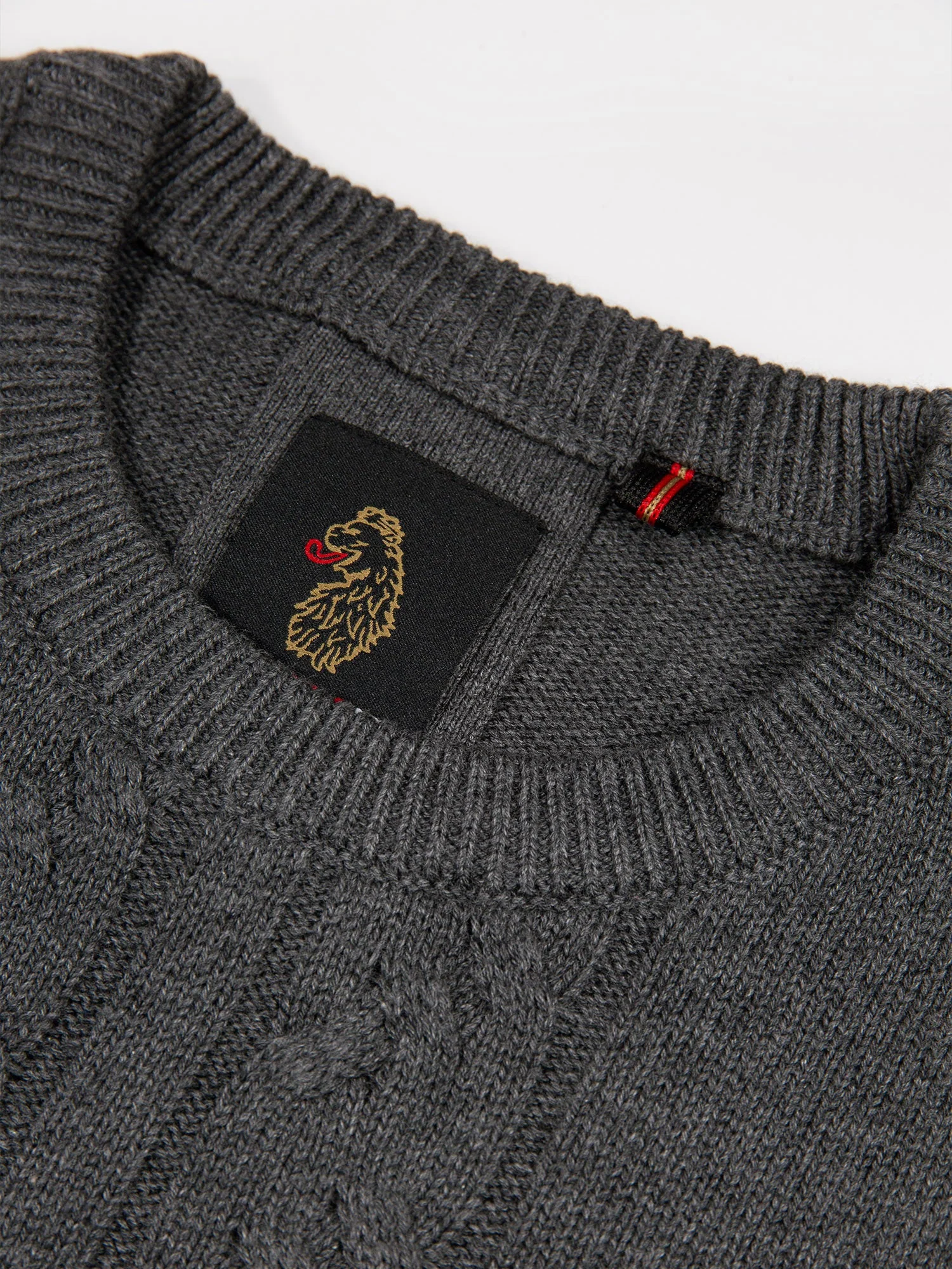 Luke 1977 M810650 Mitchem Cable Knit Jumper Charcoal - Image 8