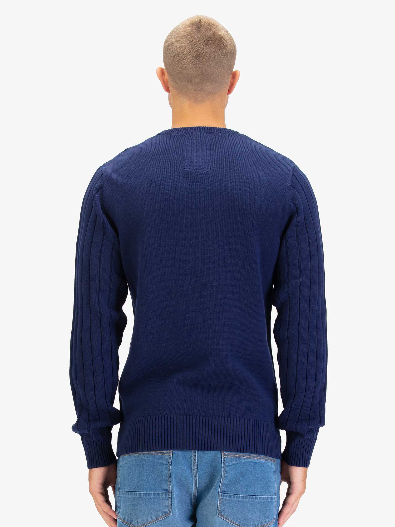 Luke 1977 M810650 Mitchem Cable Knit Jumper Navy - Image 5
