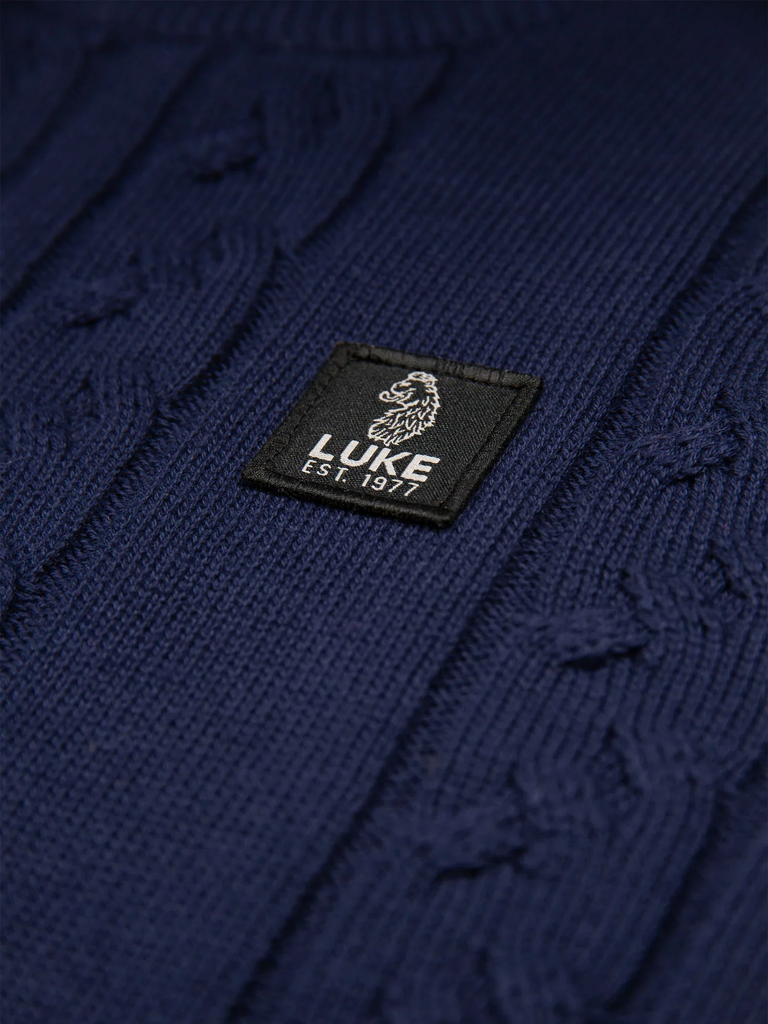 Luke 1977 M810650 Mitchem Cable Knit Jumper Navy - Image 6