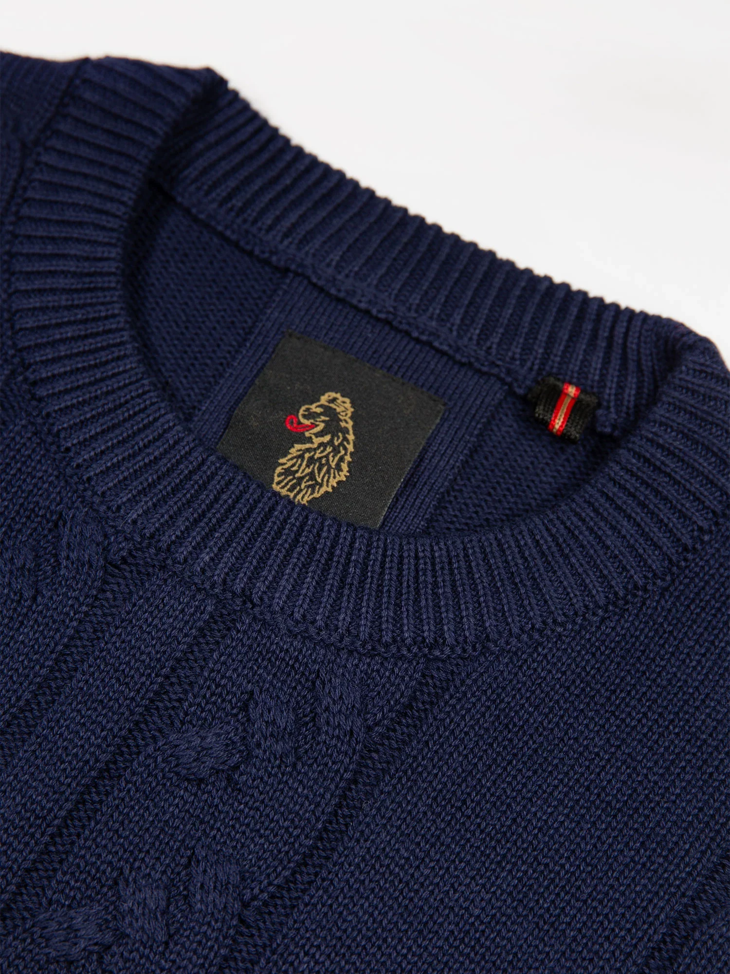 Luke 1977 M810650 Mitchem Cable Knit Jumper Navy - Image 7
