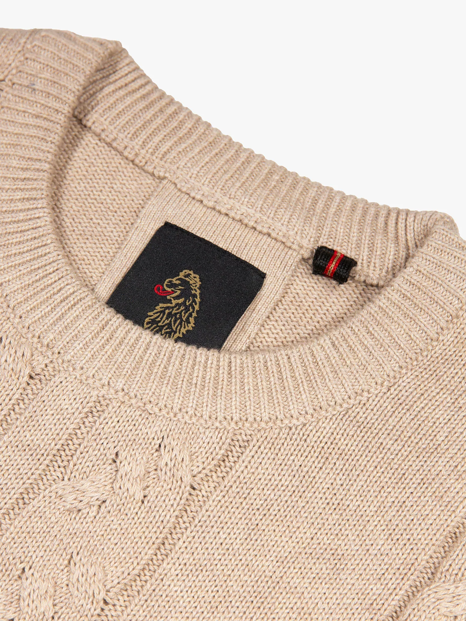 Luke 1977 M810650 Mitchem Cable Knit Jumper Stone - Image 7