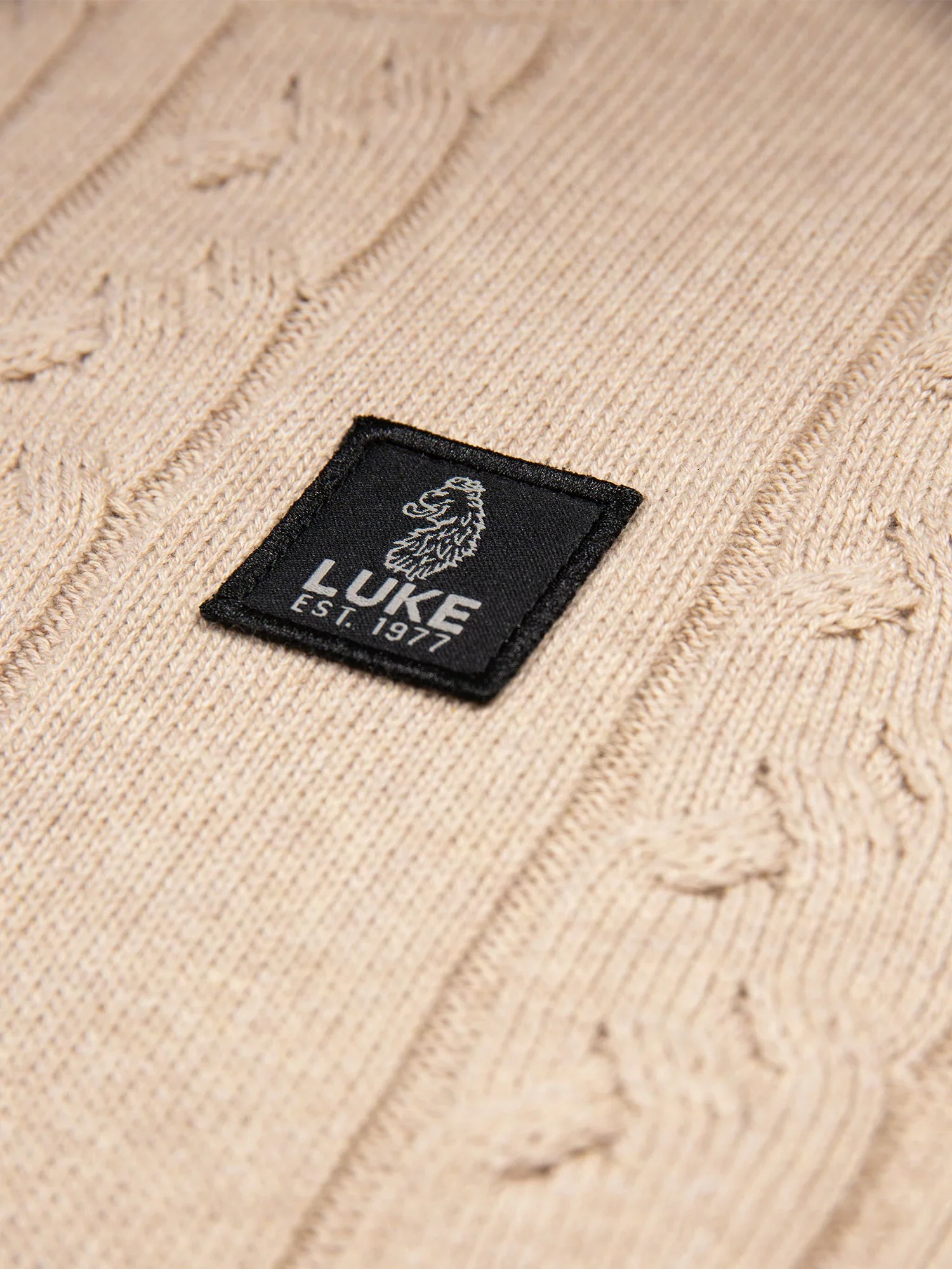 Luke 1977 M810650 Mitchem Cable Knit Jumper Stone - Image 8
