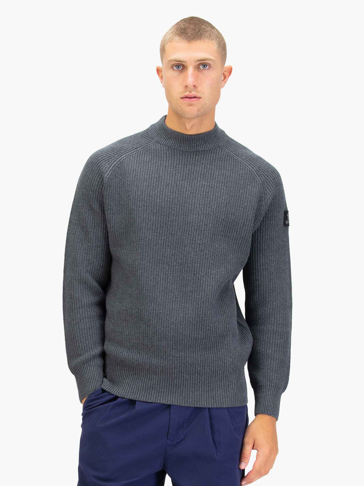 Luke 1977 M810651 Cromer Plated Crew Knitwear Charcoal - Image 4