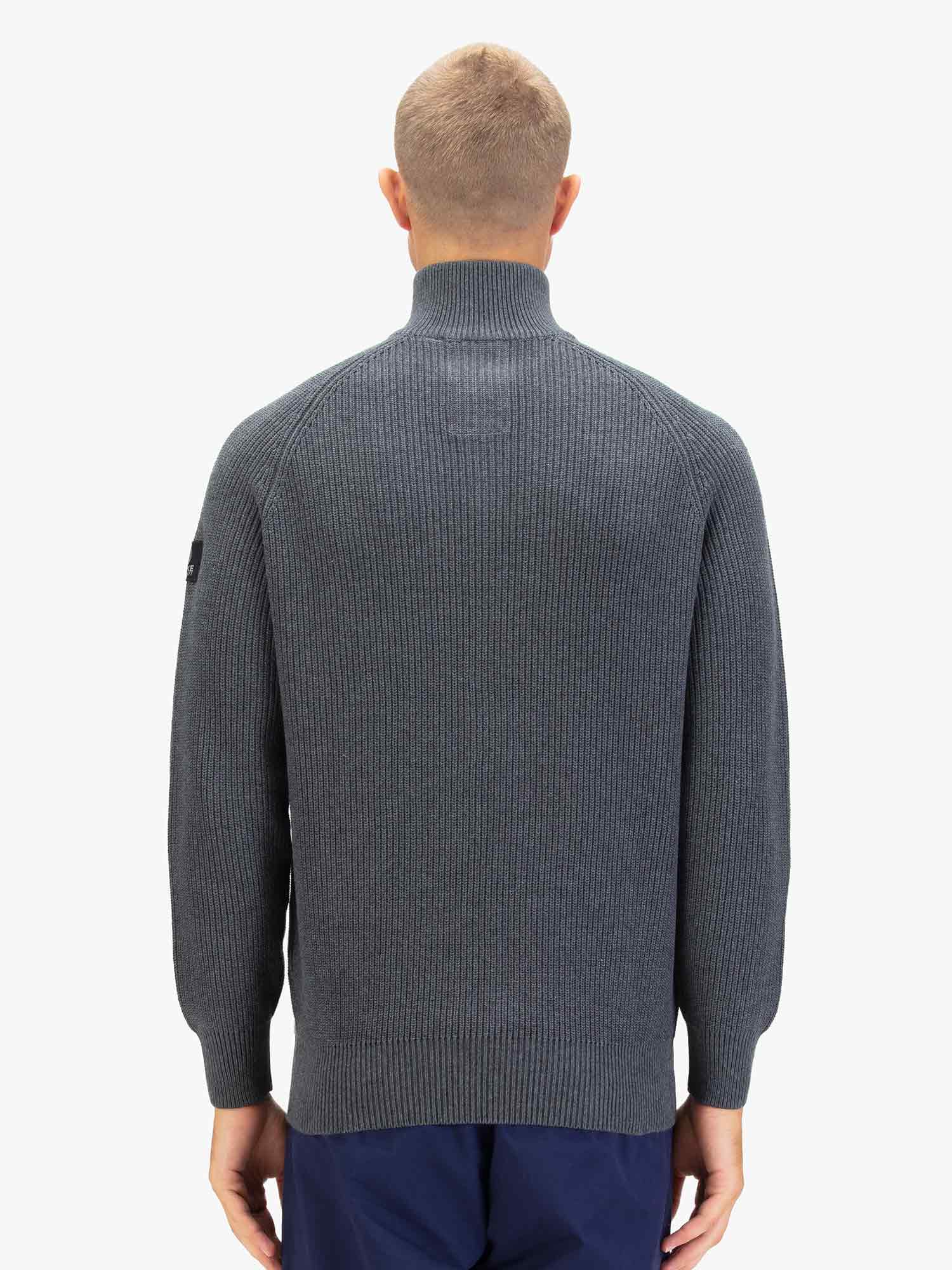 Luke 1977 M810652 Watton Plated Quarter Zip Knitwear Charcoal - Image 3