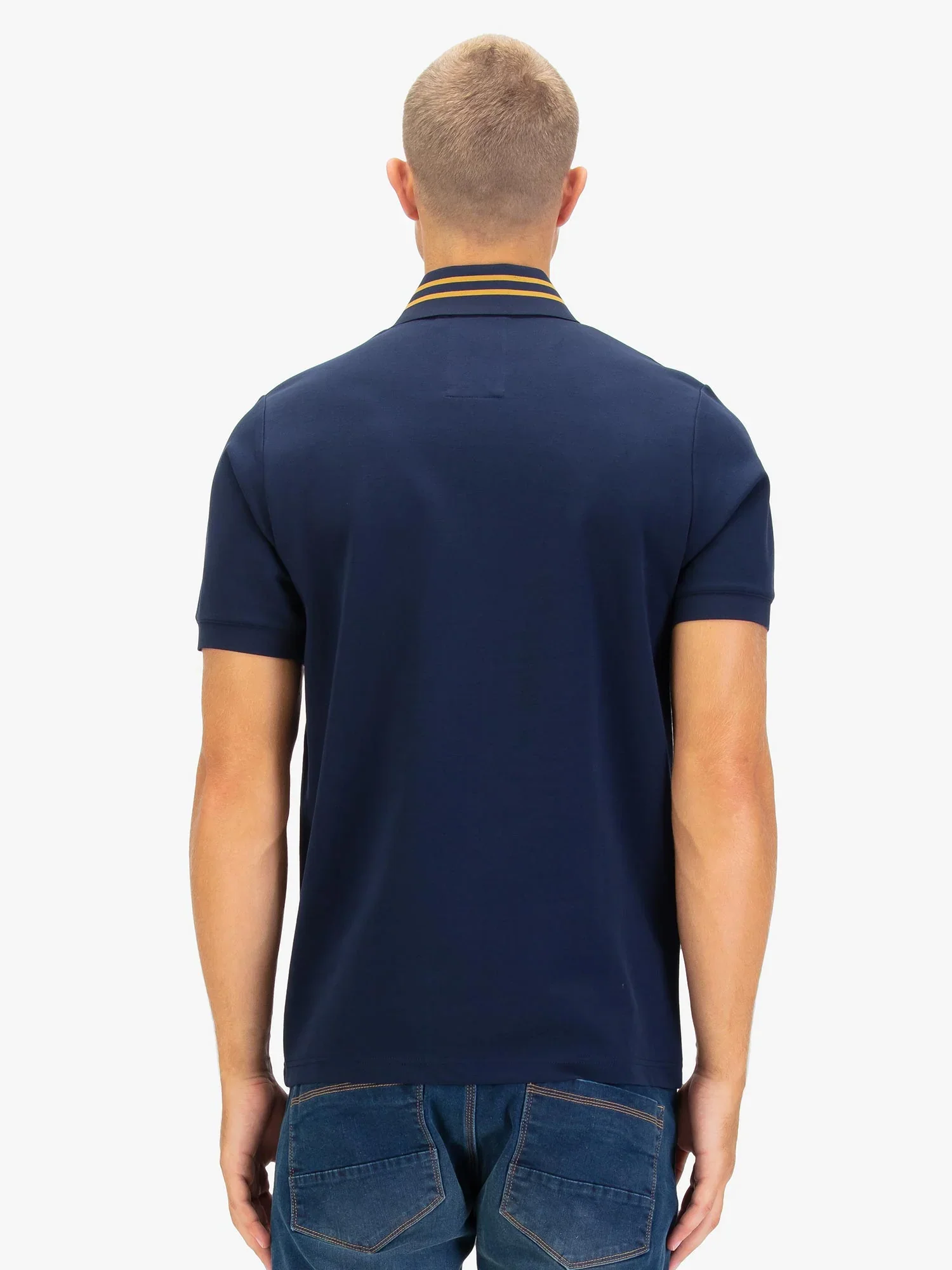 Luke 1977 Throop Zip Neck Polo - Dark Navy/Gold - Image 2