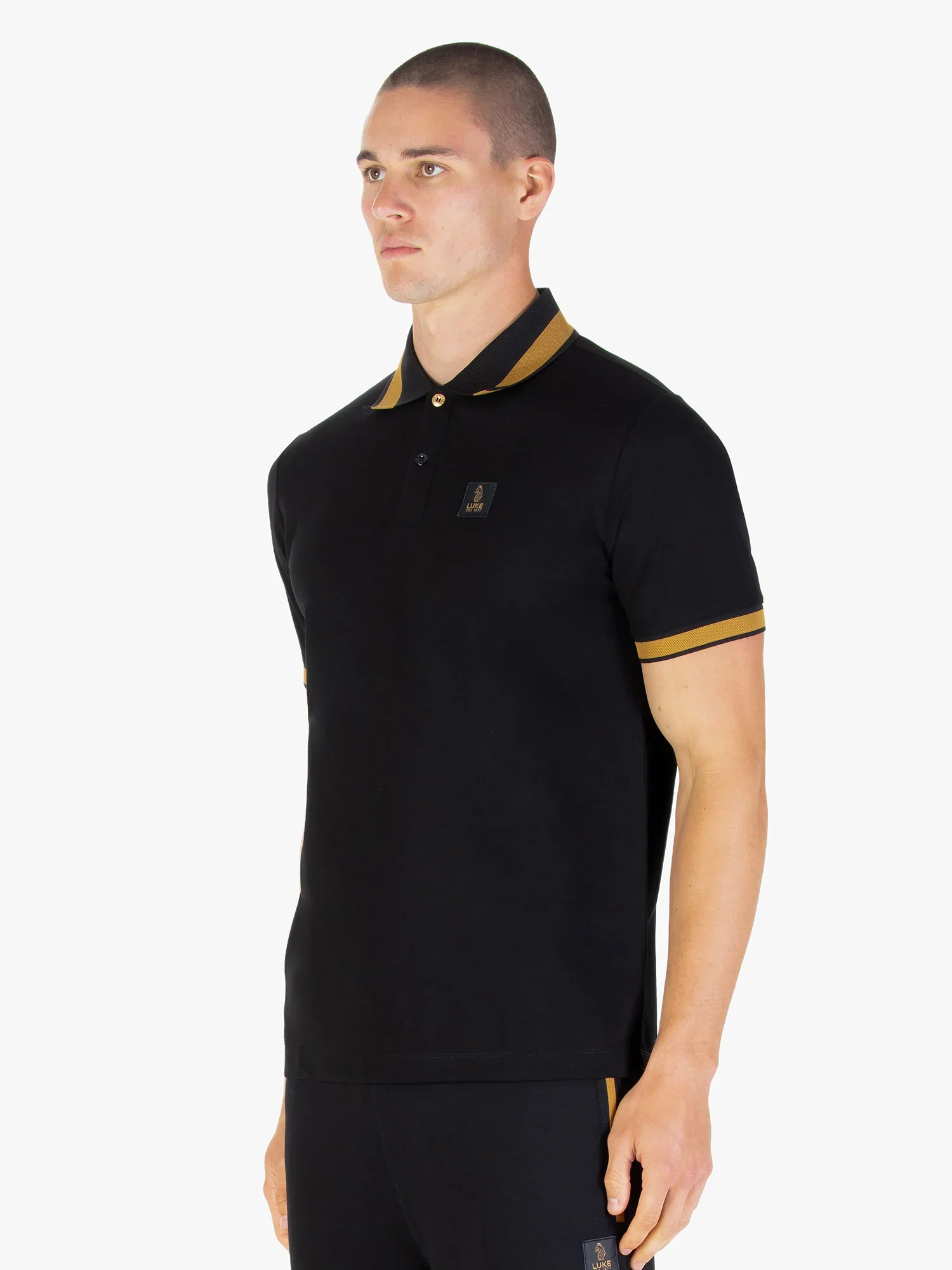 Luke 1977 Makati Honeycomb Textured Polo Shirt - Black - Image 2