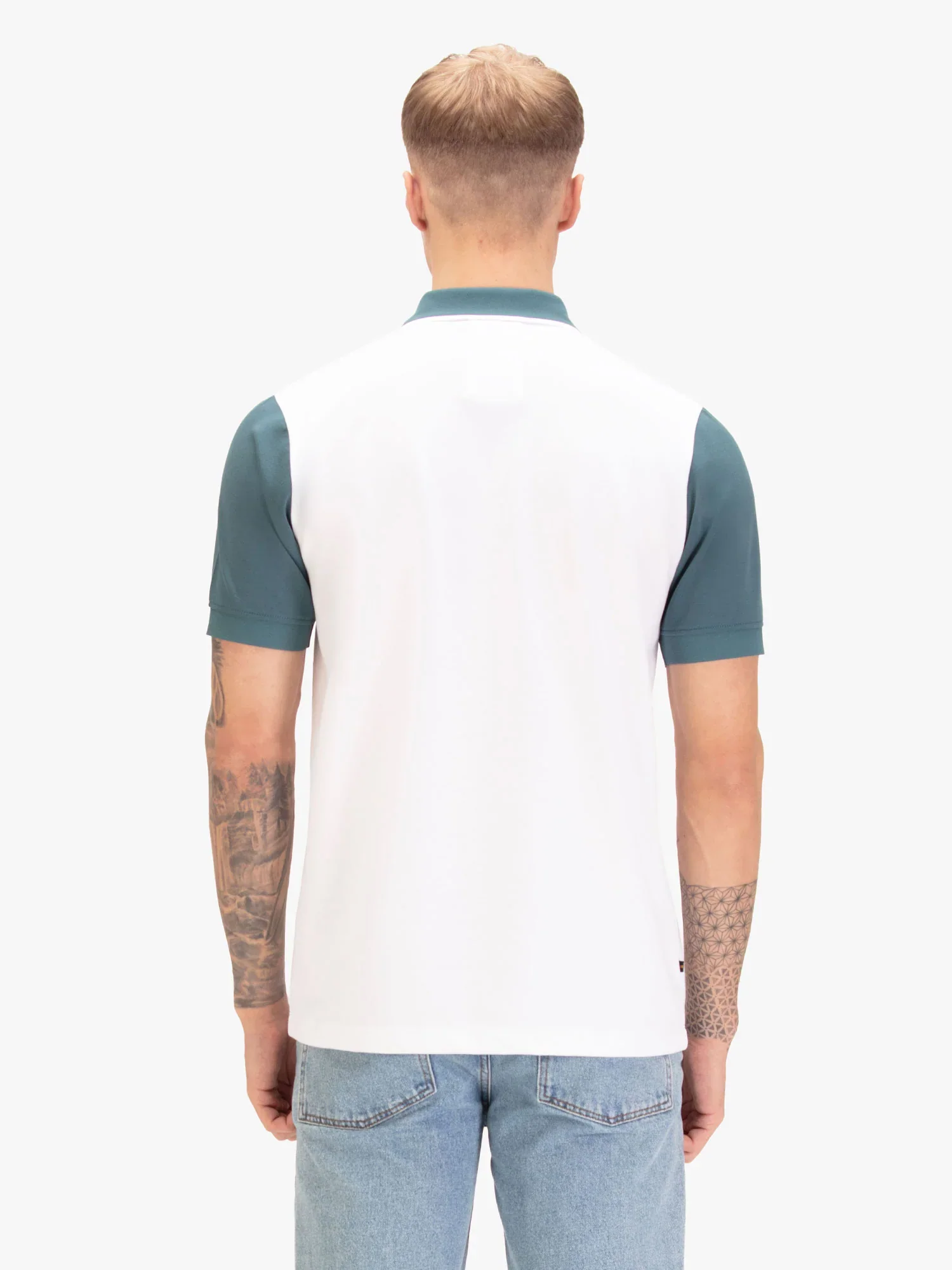 Luke 1977 Saddleworth Polo Shirt - White Teal - Image 3