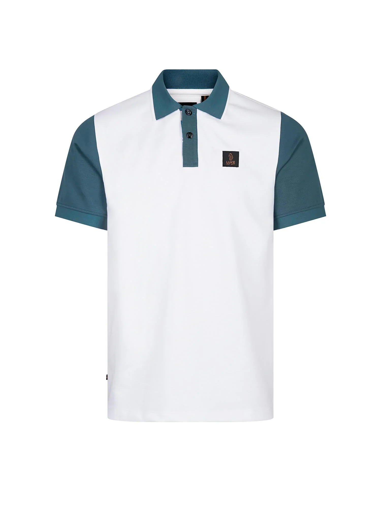 Luke 1977 Saddleworth Polo Shirt - White Teal - Image 4