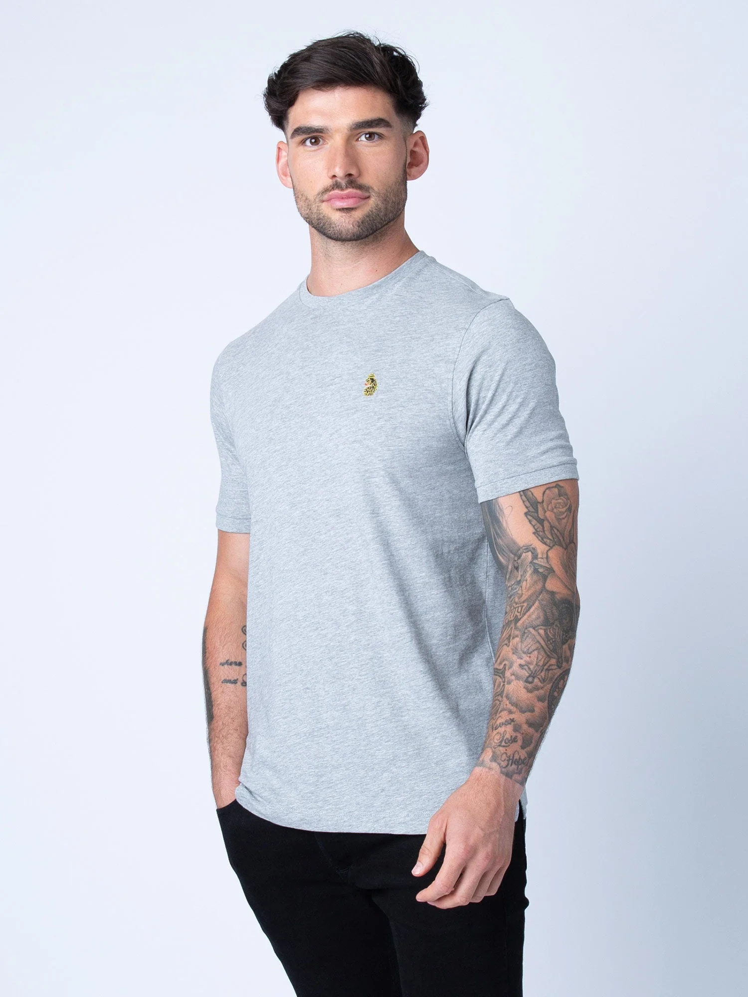 Luke 1977 ZM280165 Traff Core Crew T-shirt Mid Marl Grey - Image 2