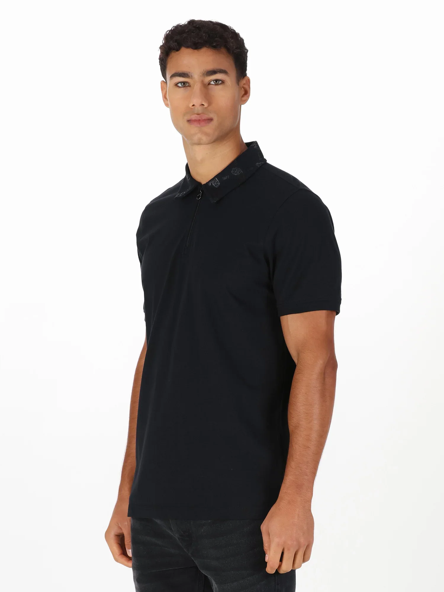 Luke 1977 M751450 Henderson Zip Polo Shirt - Black/Black - Image 3