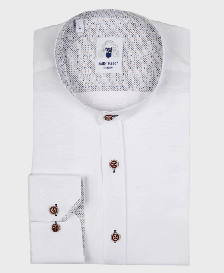 Marc Darcy Grandad Collar Archie Shirt White