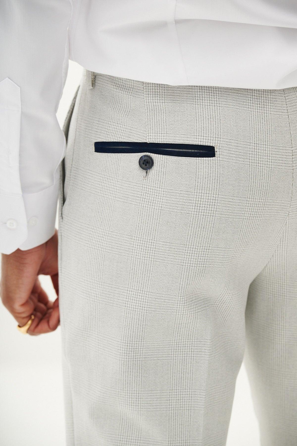 Marc Darcy Bromley Trousers - Stone Check - Image 4