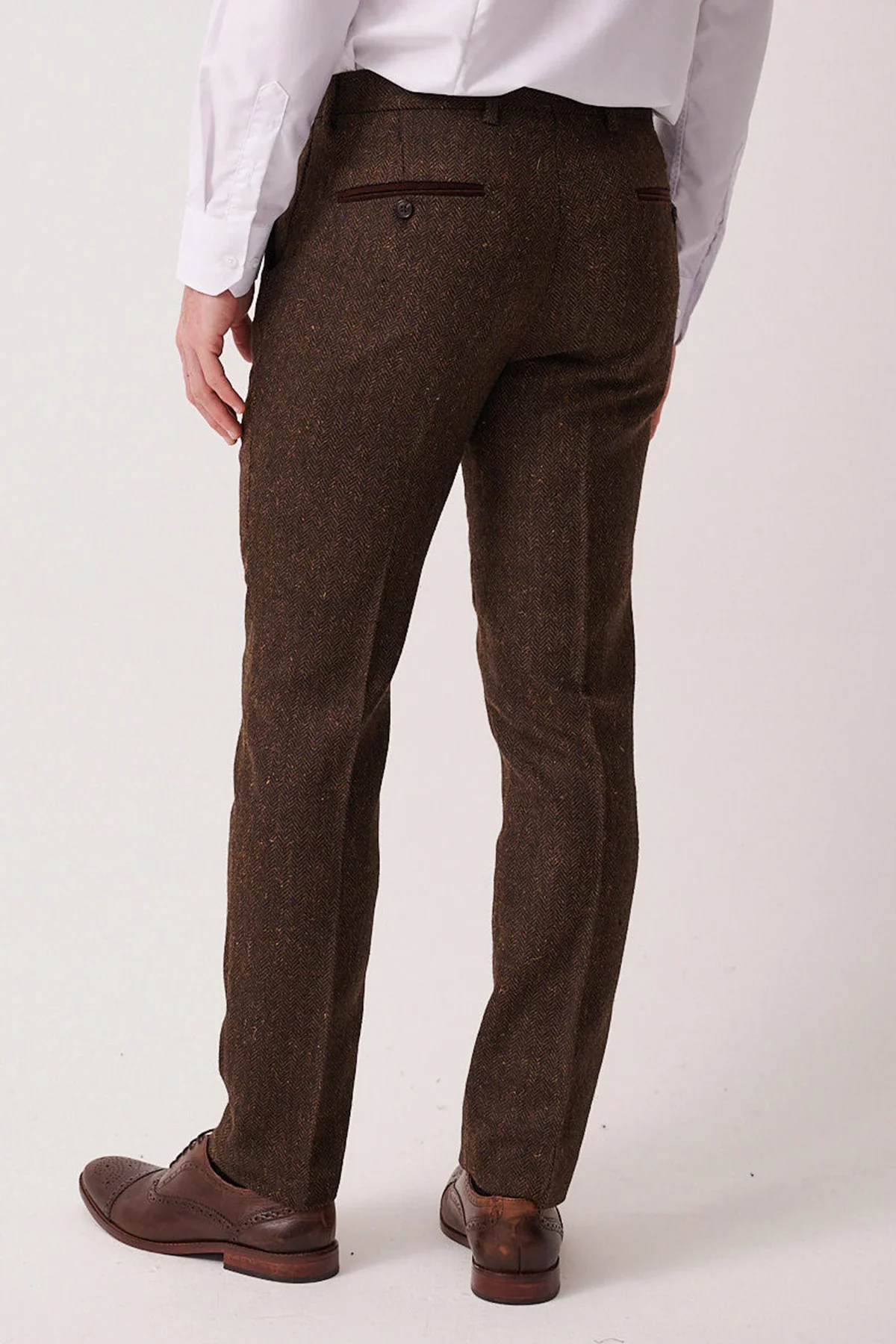 Marc Darcy Dean Tweed Trousers - Brown - Image 2