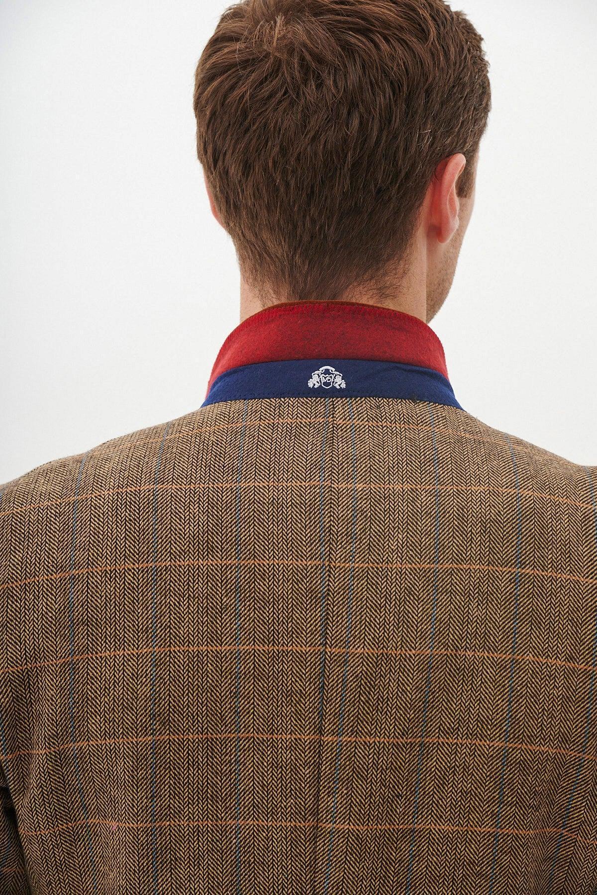 Marc Darcy DX7 Tweed Check Blazer - Tan - Image 3
