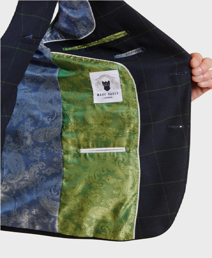 Marc Darcy Edinson Blazer Navy/Green - Image 3