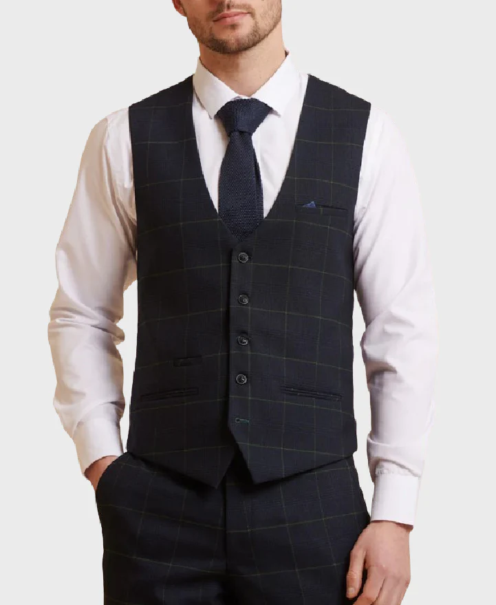 Marc Darcy Edinson Waistcoat Navy/Green