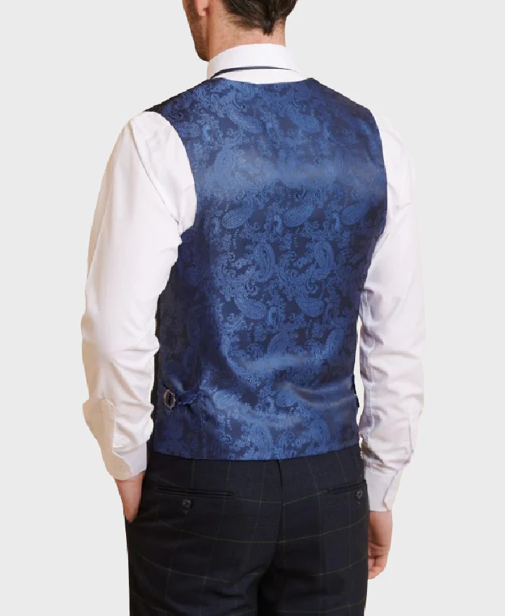Marc Darcy Edinson Waistcoat Navy/Green - Image 2