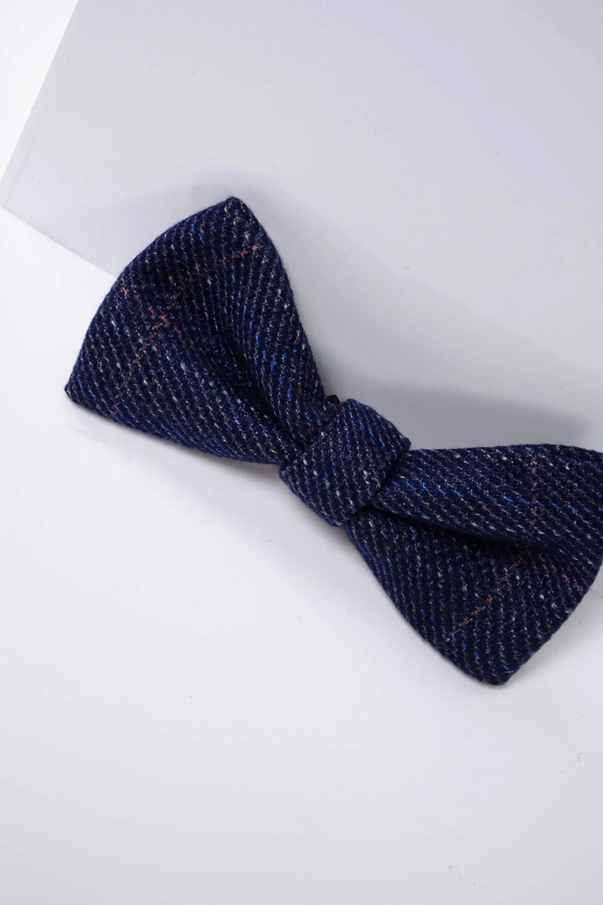 Marc Darcy Harry Tweed Check Bow Tie - Indigo Blue - Image 3