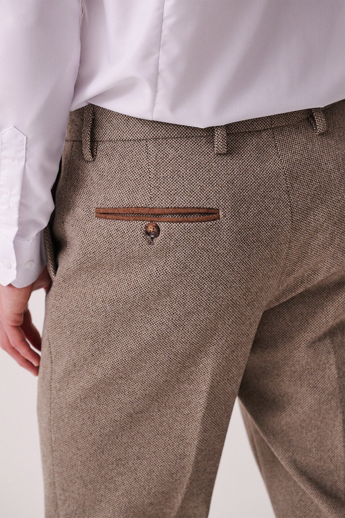 Marc Darcy Hayden Tweed Trouser - Tan - Image 3