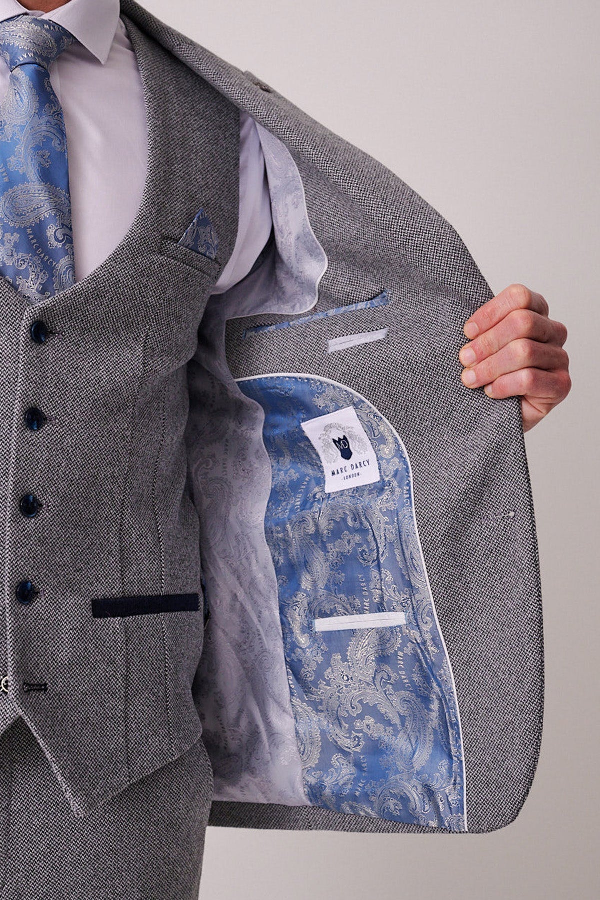 Marc Darcy Hayden Tweed Blazer - Silver - Image 4