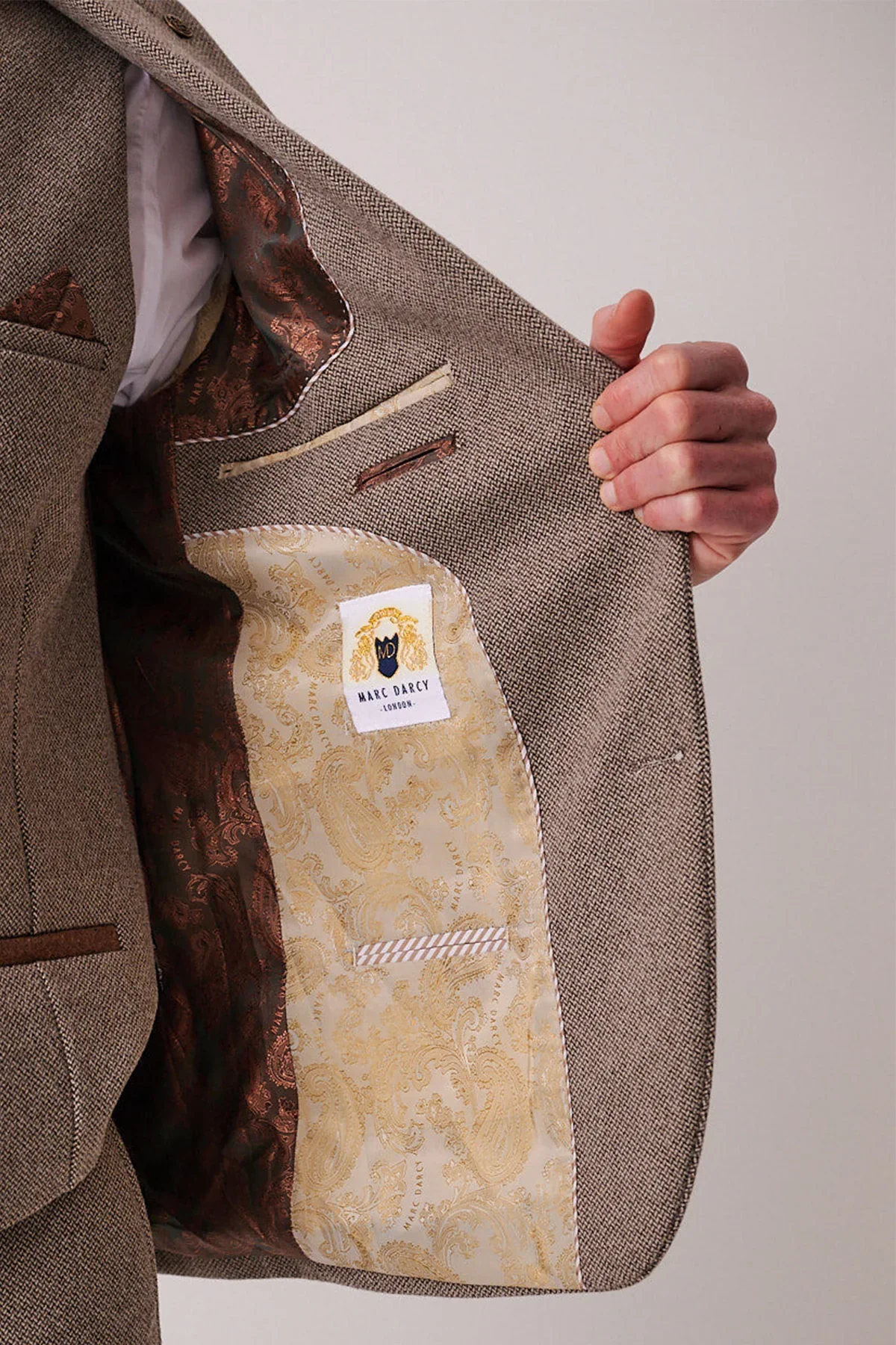 Marc Darcy Hayden Tweed Blazer - Tan - Image 2