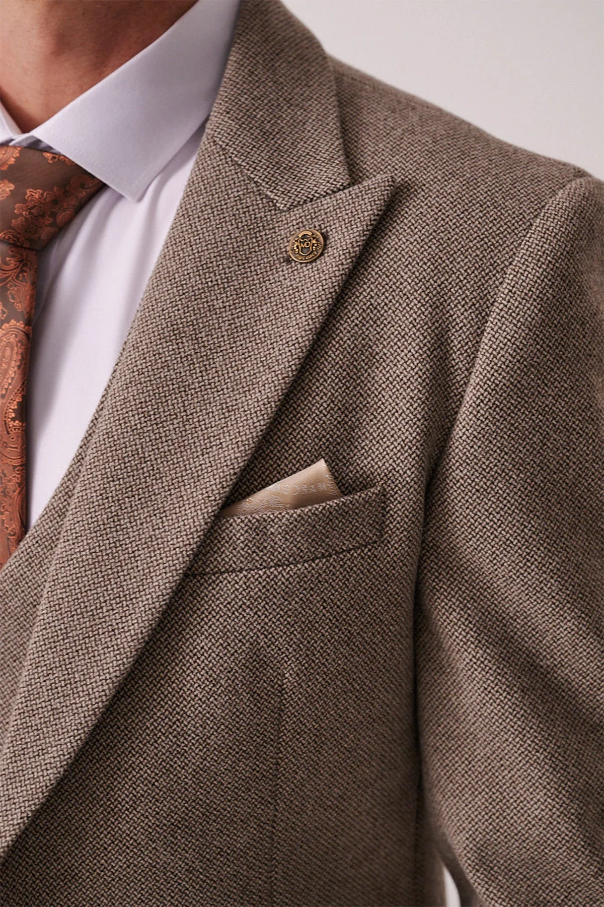Marc Darcy Hayden Tweed Blazer - Tan - Image 3