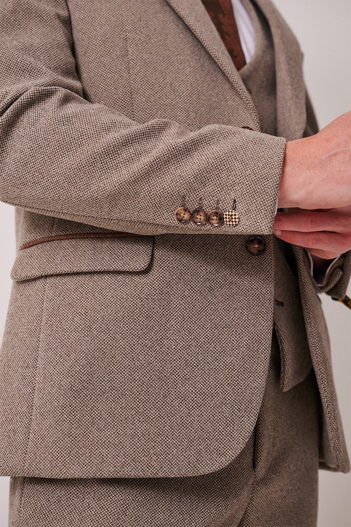 Marc Darcy Hayden Tweed Blazer - Tan - Image 5