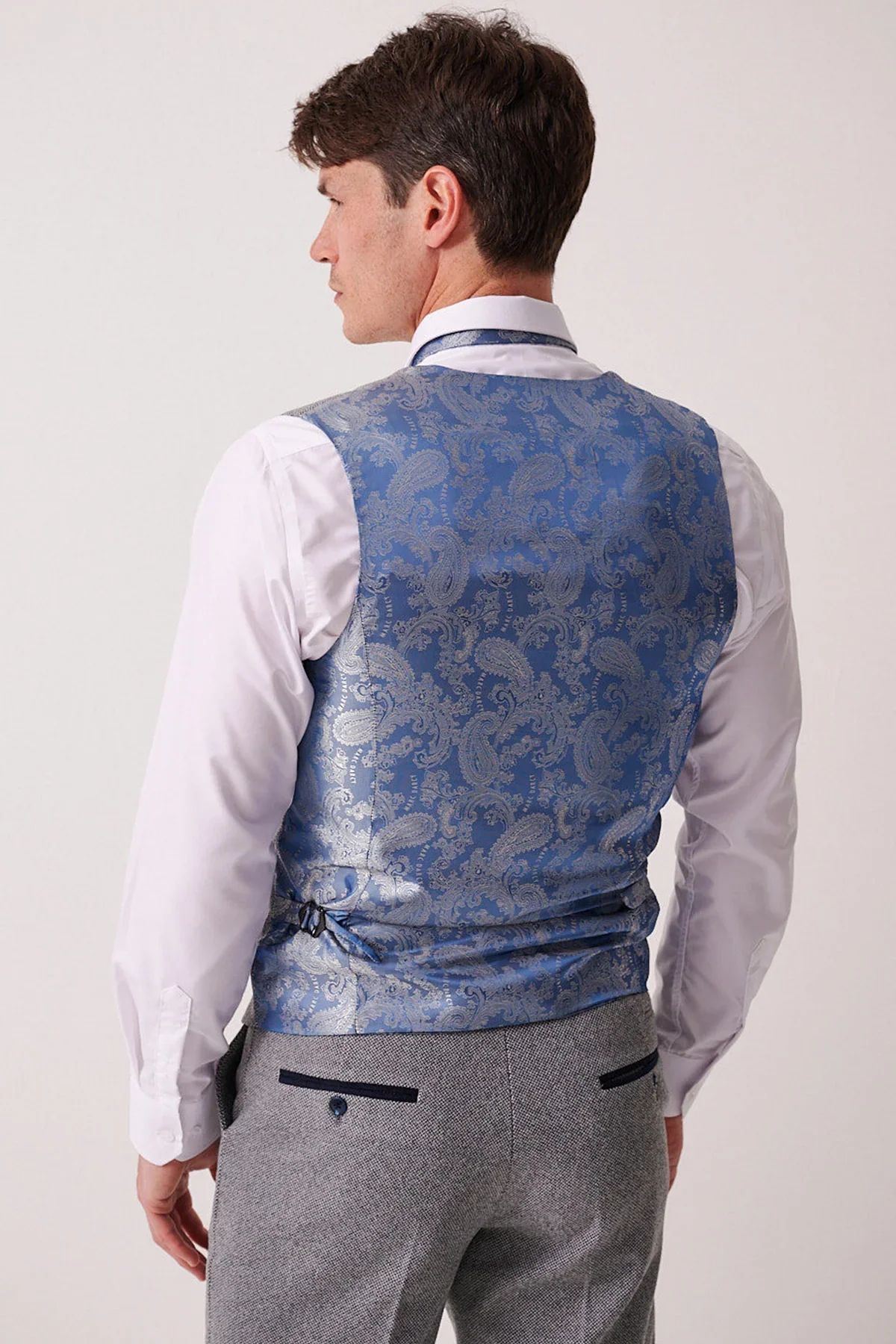 Marc Darcy Hayden Tweed Waistcoat - Silver - Image 2