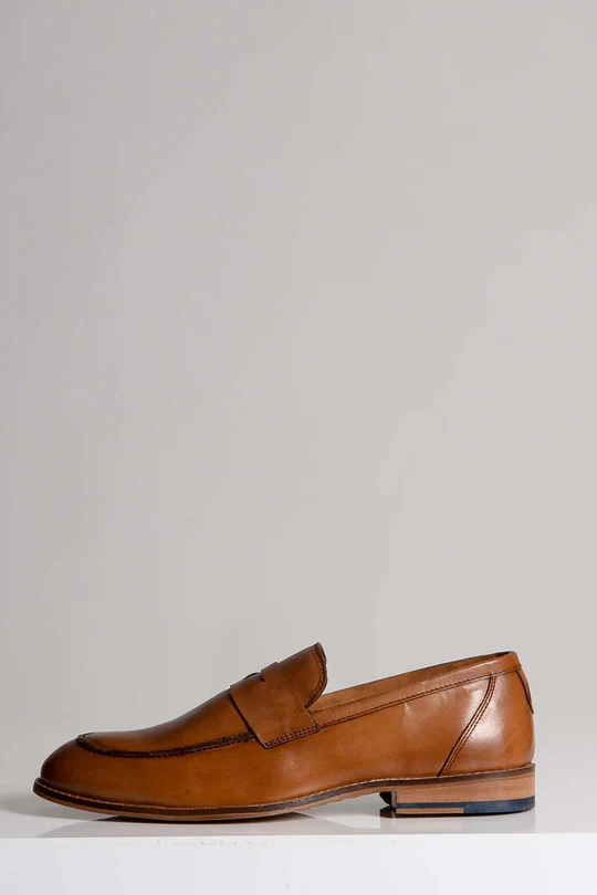 Marc Darcy Jasper Penny Loafer Shoe Tan Leather - Image 2