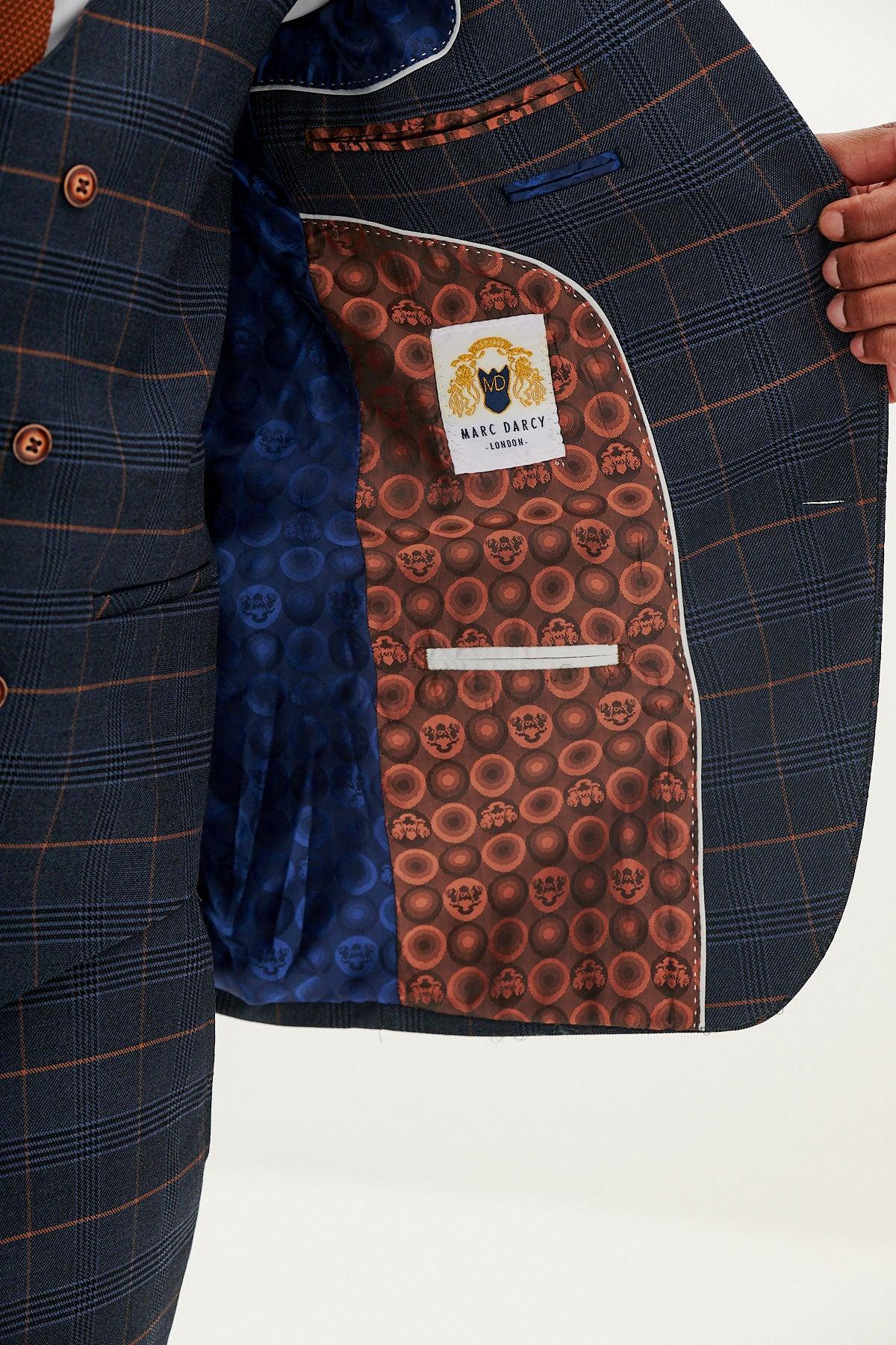 Marc Darcy Jenson Check Blazer Marine Navy Check - Image 5