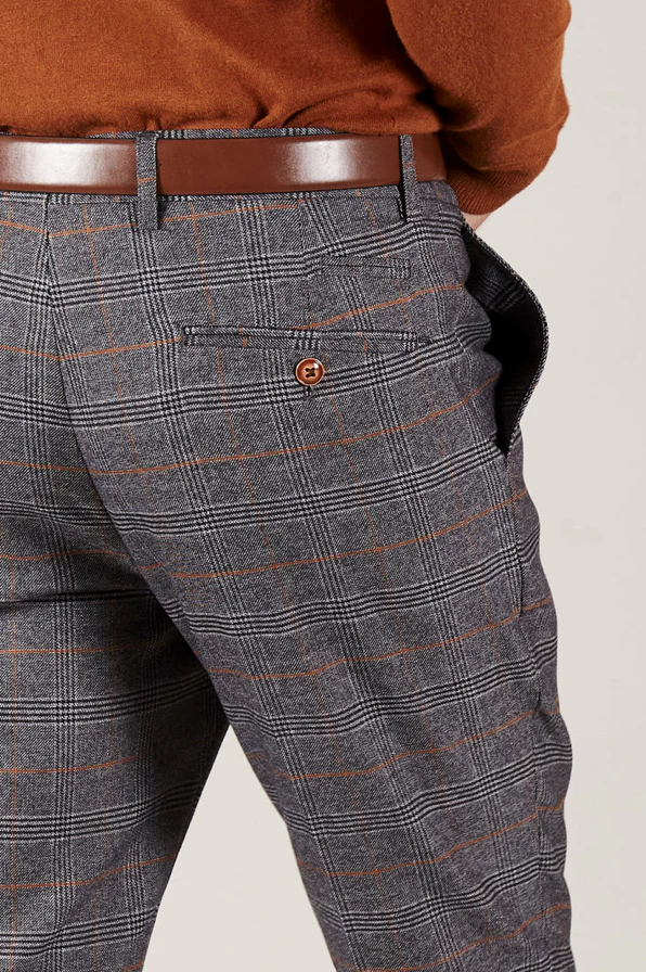 Marc Darcy Jenson Check Trousers Grey - Image 3
