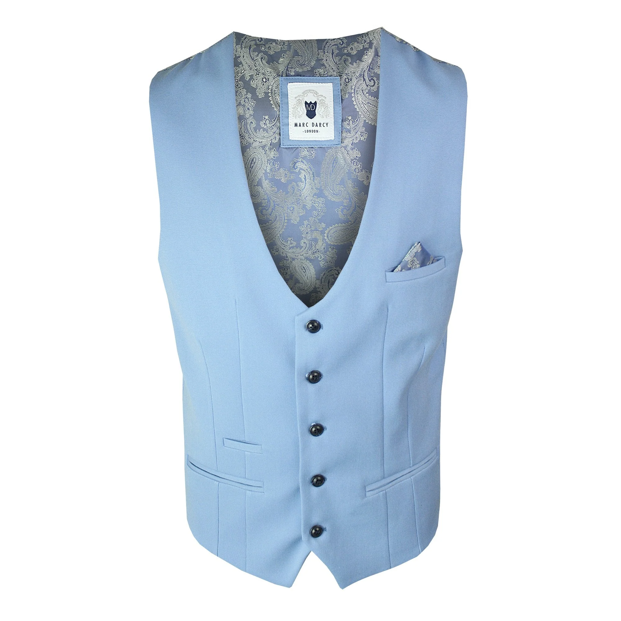 Marc Darcy Kelly Single Breasted Waistcoat Sky Blue - Image 3