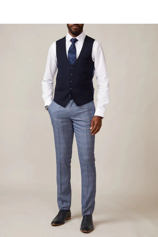 Marc Darcy Kelvin Single Breasted Waistcoat Navy - Image 4