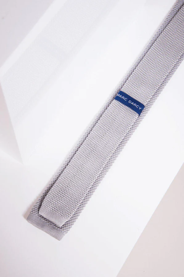 Marc Darcy Knitted Tie Silver - Image 2