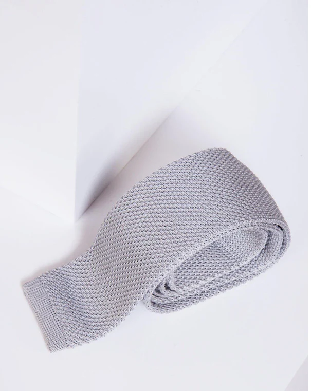 Marc Darcy Knitted Tie Silver - Image 3