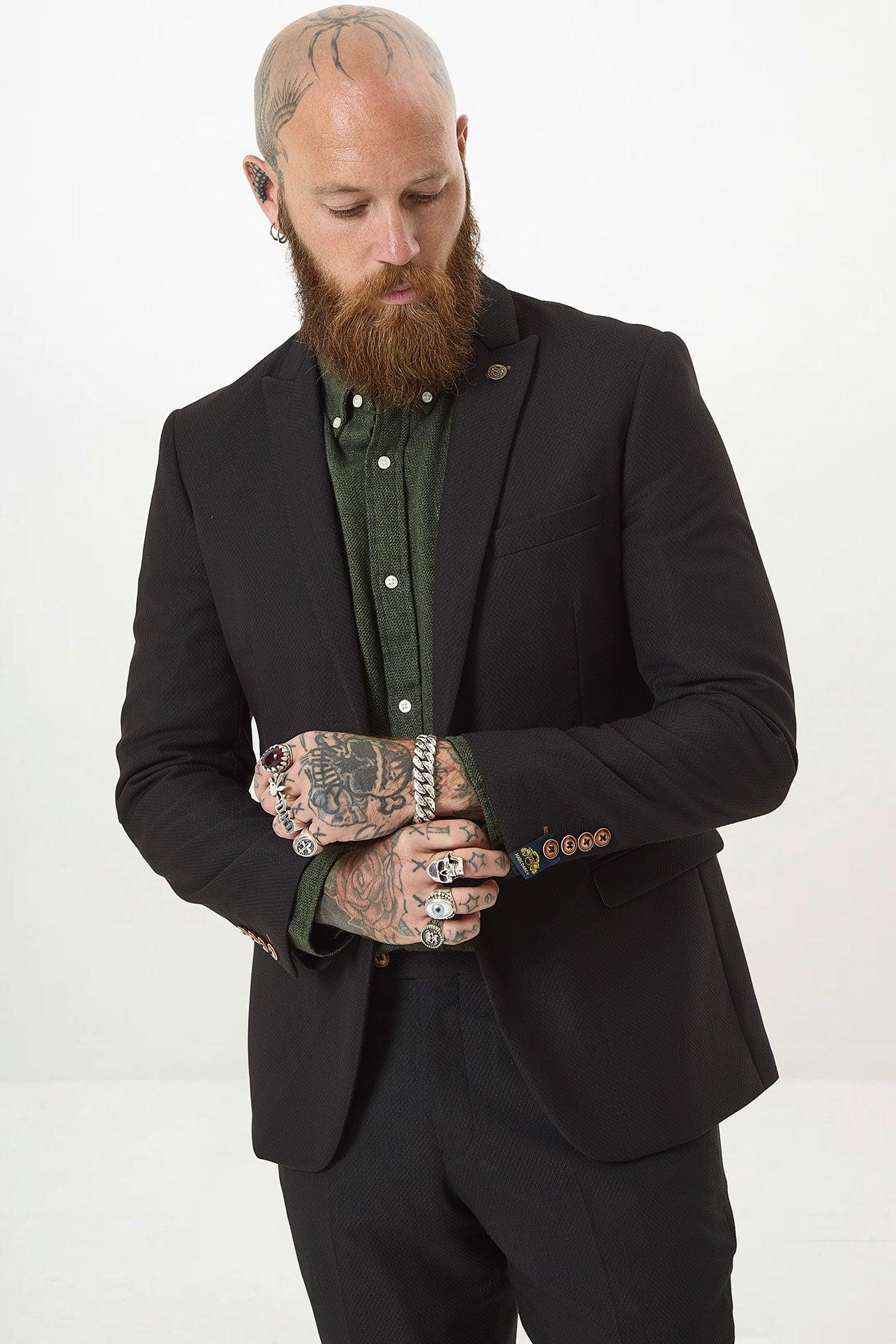 Marc Darcy Max Blazer With Contrast Buttons - Black - Image 6