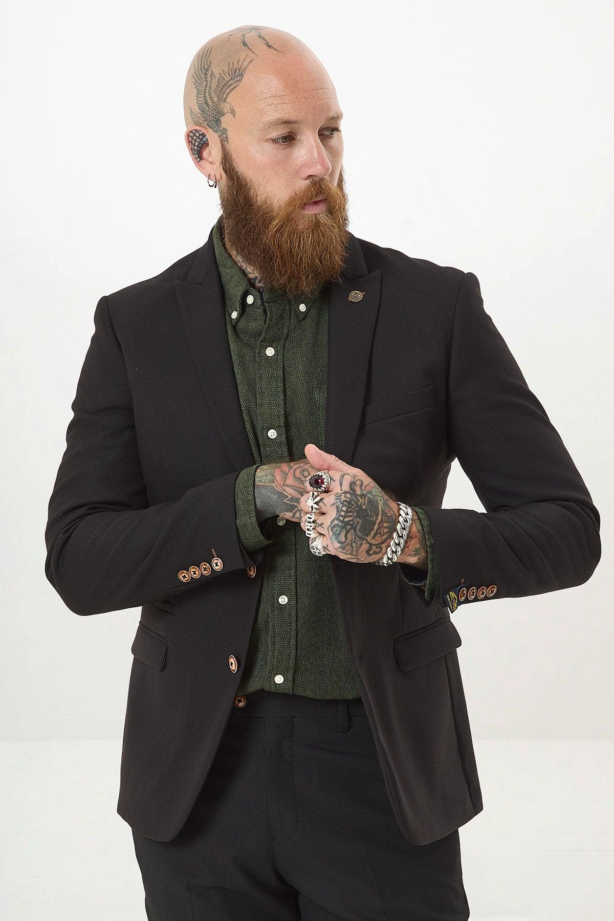 Marc Darcy Max Blazer With Contrast Buttons - Black - Image 7