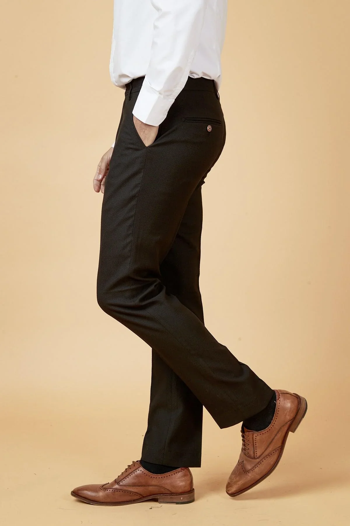 Marc Darcy Max Trousers With Contrast Buttons - Black - Image 3